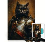 Puzzle da 1000 pezzi con il Cavaliere Gatto Nero,taglio preciso,gioco di logica,gioco rilassante,decorazione natalizia per la casa 38x52cm
