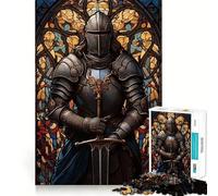 Puzzle da 1000 pezzi con il Cavaliere Nero e la vetrata,gioco a incastro preciso,giocattolo creativo e divertente,gioco di pace,regalo natalizio rilassante 38x26cm