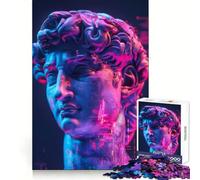Puzzle da 1000 pezzi con il David del Rinascimento al neon, ideale per adolescenti, un gioco rilassante che stimola la mente e crea un'atmosfera magica, perfetto come regalo festivo (38x26cm)
