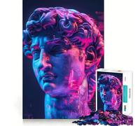 Puzzle da 1000 pezzi con il David del Rinascimento al neon, ideale per adolescenti, un gioco rilassante che stimola la mente e crea un'atmosfera magica, perfetto come regalo festivo (38x26cm)