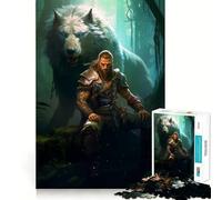 Puzzle da 1000 pezzi con il dio vichingo Thor Odino e il lupo,gioco di costruzione Focus,incastro perfetto,attività gratificante per le giornate di pioggia (38x52cm)