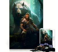 Puzzle da 1000 pezzi con il dio vichingo Thor Odino e il lupo, ideale per adolescenti, per stimolare la riflessione e favorire la tranquillità Bordi di alta qualità Un regalo perfetto (38x26cm)