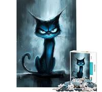 Puzzle da 1000 pezzi con il gatto blu arrabbiato Giochi divertenti e coinvolgenti per coltivare la pazienza Regalo di Babbo Natale segreto Educativo e formativo (Dimensioni 38x52cm)