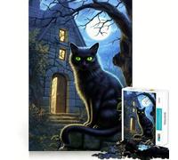 Puzzle da 1000 pezzi con il gatto dallo sguardo inquietante, ideale per adolescenti, per stimolare la memoria, attività da svolgere a casa e per creare un regalo perfetto 38x26cm