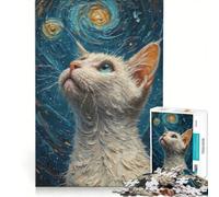 Puzzle da 1000 pezzi con il gatto di Van Gogh, gioco per famiglie, rilassante e stimolante per la mente, compleanno e Natale 50x75cm