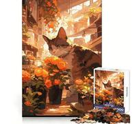 Puzzle da 1000 pezzi con il gatto rosso e il fioraio in stile anime, ideale per adolescenti, un gioco stimolante e divertente, con bordi lisci, perfetto come regalo di compleanno (50x75cm)