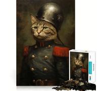 Puzzle da 1000 pezzi con il gatto soldato per adolescenti Il puzzle migliora la memoria, è rilassante e compatto, ideale come regalo festivo (38x26cm)