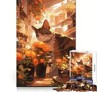 Puzzle da 1000 pezzi con il gatto zenzero e il fioraio in stile anime, ideale per adulti, per esercitarsi nella logica e godersi il tempo libero, con bordi netti e un regalo perfetto (38x26cm)