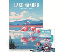 Puzzle da 1000 pezzi con il Lago Nakuru e il Parco Nazionale,taglio preciso Gioco stimolante per la mente,ideale per il relax e come decorazione natalizia (38x52cm)