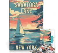 Puzzle da 1000 pezzi con il lago Saratoga, giocattolo fai-da-te, rilassante e stimolante per la mente, compleanno e Natale 38x26cm