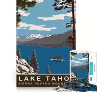 Puzzle da 1000 pezzi con il Lago Tahoe,incastri precisi,gioco di concentrazione,divertimento e relax,regalo di Natale (50x75cm)