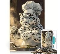 Puzzle da 1000 pezzi con il leopardo delle nevi e lo chef, ideale per ragazzi, gioco di logica, facile da usare, con bordi precisi, perfetto come regalo per le feste (38x26cm)