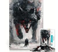 Puzzle da 1000 pezzi con il lupo Fenrir dei Vichinghi,ideale per allenare la mente,con incastri precisi e senza spazi vuoti,un'attività divertente per rafforzare i legami affettivi (38x26cm)