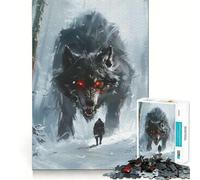 Puzzle da 1000 pezzi con il lupo Fenrir dei Vichinghi per adolescenti,divertente da giocare,con incastri precisi e senza spazi vuoti,ideale per il divertimento in famiglia (50x75cm)