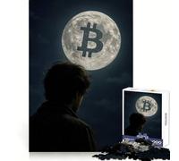 Puzzle da 1000 pezzi con il meme "Bitcoin to The Moon" per adolescenti Migliora la memoria, divertimento rilassante, taglio laser, regalo affettuoso (38x26cm)