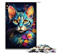 Puzzle da 1000 pezzi con il misterioso gatto della savana puzzle in legno giochi educativi decorazione per la casa 75x50 cm