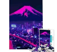 Puzzle da 1000 pezzi con il Monte Fuji e Tokyo in stile cyberpunk Gioco avvincente per coltivare la pazienza ideale per divertirsi in famiglia Regalo di compleanno (dimensioni 38x52cm)