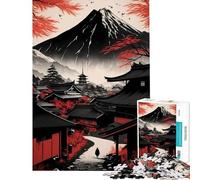 Puzzle da 1000 pezzi con il Monte Fuji rosso del Giappone Attività divertenti da fare a casa Sfida impegnativa Giocattolo antistress per ragazzi dai 14 anni in su (38x26cm)