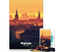 Puzzle da 1000 pezzi con il panorama di Varsavia al tramonto,ideale per allenare la mente,con incastri precisi e senza spazi vuoti,un'attività divertente per rafforzare i legami affettivi (38x26cm)
