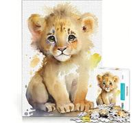 Puzzle da 1000 pezzi con il piccolo leone ad acquerello un gioco interattivo che allena la mente e la manualità con pezzi ad incastro di forma casuale 38x26cm