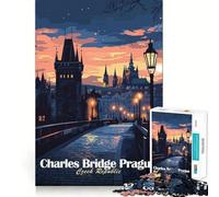 Puzzle da 1000 pezzi con il Ponte Carlo di Praga,incastri perfetti,divertente gioco di logica,gioco casual,decorazione natalizia (38x52cm)