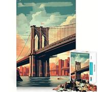 Puzzle da 1000 pezzi con il Ponte di Brooklyn,motivo vintage a taglio liscio,gioco creativo,rilassante e ideale come regalo di Natale (50x75cm)