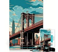Puzzle da 1000 pezzi con il Ponte di Brooklyn,motivo vintage,dettagli nitidi e artistici,ideale per momenti di relax e divertimento,perfetto per compleanni (50x75cm)