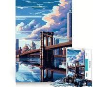 Puzzle da 1000 pezzi con il Ponte di Brooklyn,motivo vintage,perfetto per un gioco di incastro,attività per la mente,divertente e rilassante,ideale come regalo di Natale (38x52cm)