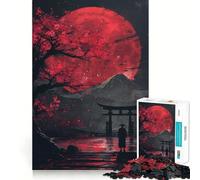 Puzzle da 1000 pezzi con il portale Torii e il Fuji della Luna Rossa, ideale per adulti, per rafforzare la memoria, per il divertimento di gruppo, con bordi netti ed eleganti (50x75cm)