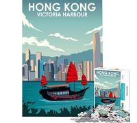 Puzzle da 1000 pezzi con il porto di Victoria a Hong Kong Gioco pratico e coinvolgente per sviluppare la pazienza ideale come regalo o decorazione per la casa (dimensioni 38x26cm)