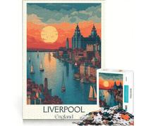Puzzle da 1000 pezzi con il poster del lungomare di Liverpool, gioco rilassante, interazione genitore-figlio, regalo per amici e familiari 50x75cm