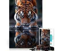 Puzzle da 1000 pezzi con il riflesso della tigre, ideale per adolescenti, gioco di pensiero e divertimento condiviso, con bordi precisi, perfetto come regalo di Babbo Natale 38x52cm