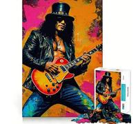 Puzzle da 1000 pezzi con il ritratto del chitarrista Saul Hudson Slash, ideale per adolescenti Gioco di logica, leggero e rilassante, con taglio liscio, perfetto per decorare la parete (38x26cm)