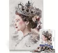 Puzzle da 1000 pezzi con il ritratto della Regina Elisabetta II per adulti, un gioco stimolante per la mente, ideale per il tempo libero, con dettagli nitidi (50x75cm)