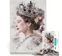 Puzzle da 1000 pezzi con il ritratto della Regina Elisabetta II per adulti, un gioco stimolante per la mente, ideale per il tempo libero, con dettagli nitidi (50x75cm)