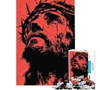Puzzle da 1000 pezzi con il ritratto di Gesù Cristo con la corona di spine Puzzle per adulti sfida impegnativa che aiuta ad allenare la mente Regalo di Natale e compleanno 38x52cm
