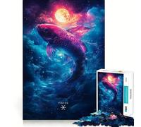 Puzzle da 1000 pezzi con il segno zodiacale dei Pesci, ideale per adolescenti Gioco di puzzle che stimola la creatività e il relax Dimensioni perfette Regalo perfetto per le festività (50x75cm)