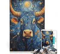 Puzzle da 1000 pezzi con il segno zodiacale del Toro stellato gioco rompicapo allena la mente e la manualità adatto come decorazione da scrivania 38x52cm