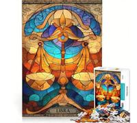 Puzzle da 1000 pezzi con il segno zodiacale della Bilancia ispirato alle vetrate artistiche Gioco rilassante stimolante per la mente collezione d'artista belle arti 50x75cm