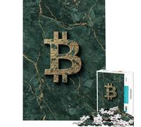 Puzzle da 1000 pezzi con il simbolo del Bitcoin su sfondo verde marmorizzato ideale per adolescenti per passare il tempo durante le vacanze a casa una sfida stimolante da completare e un regalo