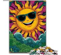 Puzzle da 1000 pezzi con il sole che indossa occhiali da sole, gioco di attività per famiglie per adulti e adolescenti, rompicapo impegnativo (dimensioni 26x38cm)