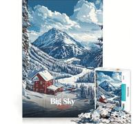 Puzzle da 1000 pezzi con il tema della stazione sciistica di Big Sky, Montana, giocattolo fai-da-te, attività per famiglie, con pezzi di forma casuale completamente ad incastro 38x52cm