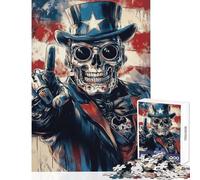 Puzzle da 1000 pezzi con il teschio dello zio Sam giocattolo educativo ottimo regalo per giochi di famiglia gioco per migliorare l'amore tra coppie dimensioni 38x26cm