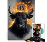 Puzzle da 1000 pezzi con il toro Bitcoin e bordi lisci,gioco di abilità mentale,divertimento,tempo libero,regalo di compleanno/hobby (50x75cm)