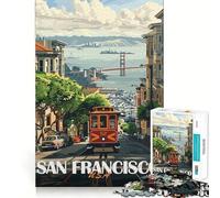 Puzzle da 1000 pezzi con il tram di San Francisco per adulti, ideale per migliorare la memoria, alleviare l'ansia, con bordi precisi e sorprese natalizie (38x26cm)
