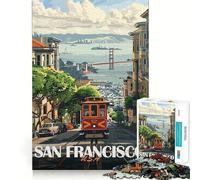 Puzzle da 1000 pezzi con il tram di San Francisco per adulti, ideale per migliorare la memoria, per un divertimento rilassante e ottenere bordi affilati, perfetto come regalo per le vacanze (50x75cm)