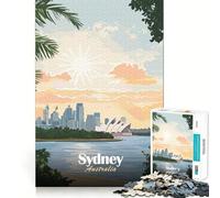 Puzzle da 1000 pezzi con il tramonto dell'Opera House di Sydney, bordi lisci, gioco divertente e rilassante, ideale per compleanni e come regalo (38x52cm)