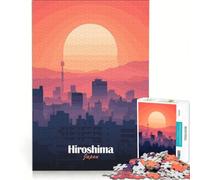 Puzzle da 1000 pezzi con il tramonto sullo skyline di Hiroshima decorazione da parete sfida impegnativa compleanno e Natale 38x52cm