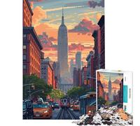 Puzzle da 1000 pezzi con il tramonto sullo skyline di New York Difficile e stimolante ideale per il divertimento in famiglia Giocattolo decorativo da parete per ragazzi dai 14 anni in su (50x75cm)