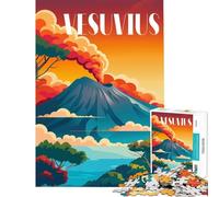 Puzzle da 1000 pezzi con il Vesuvio infuocato gioco per tutta la famiglia sfida per l'intelligenza giocattolo avvincente ottimo regalo per compleanni (dimensioni 38x52cm)